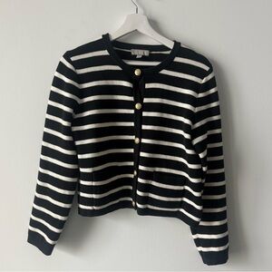 J.Crew Navy White Striped Lady Jacket Cardigan Sweater NWOT